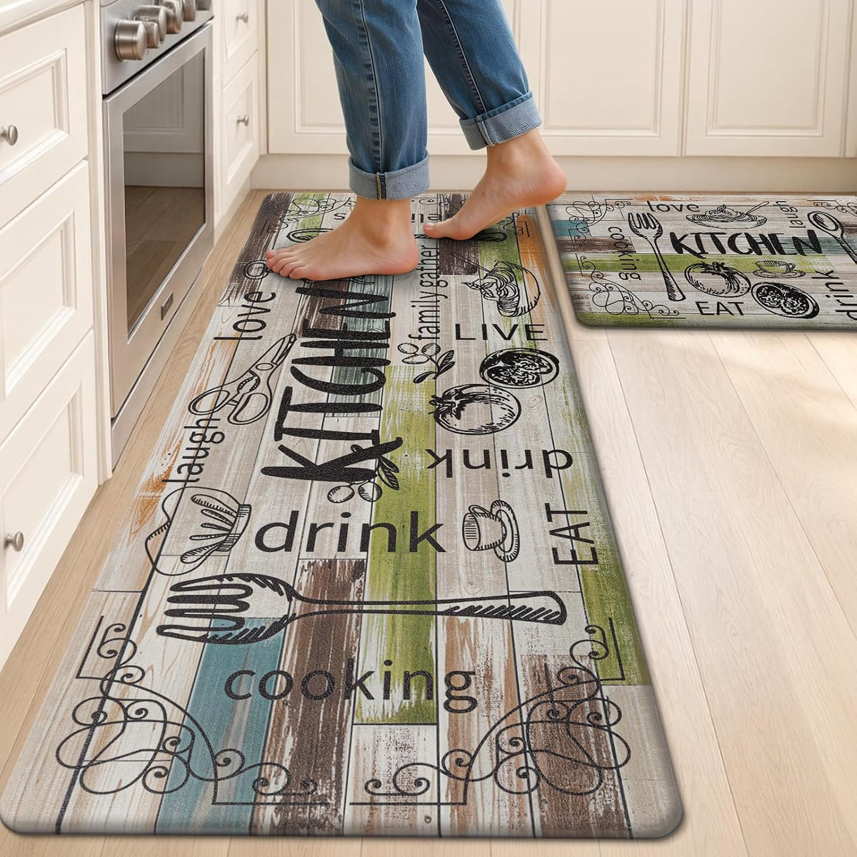 Anti-Fatigue Kitchen Rugs Set of 2