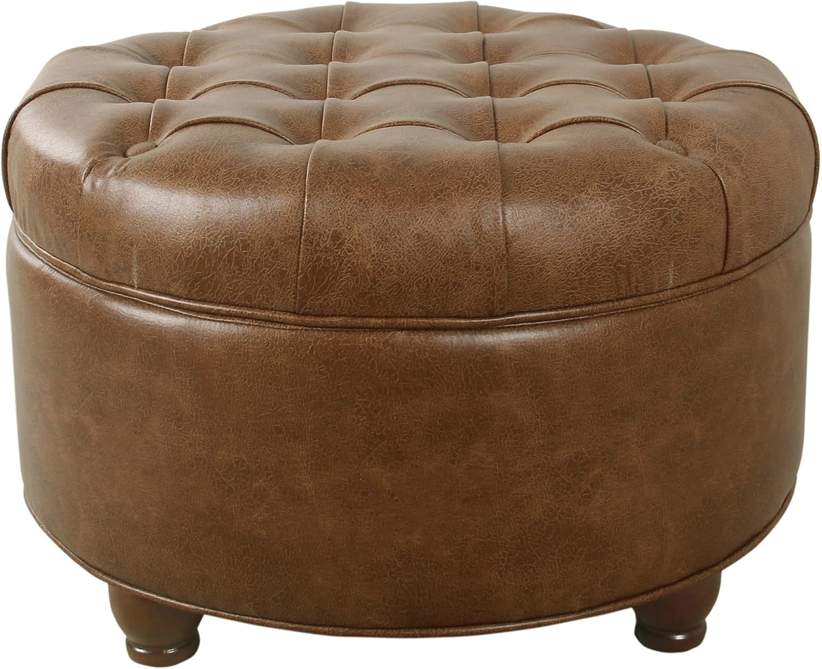 Large Button Tufted Velvet Storage Ottoman – Berry