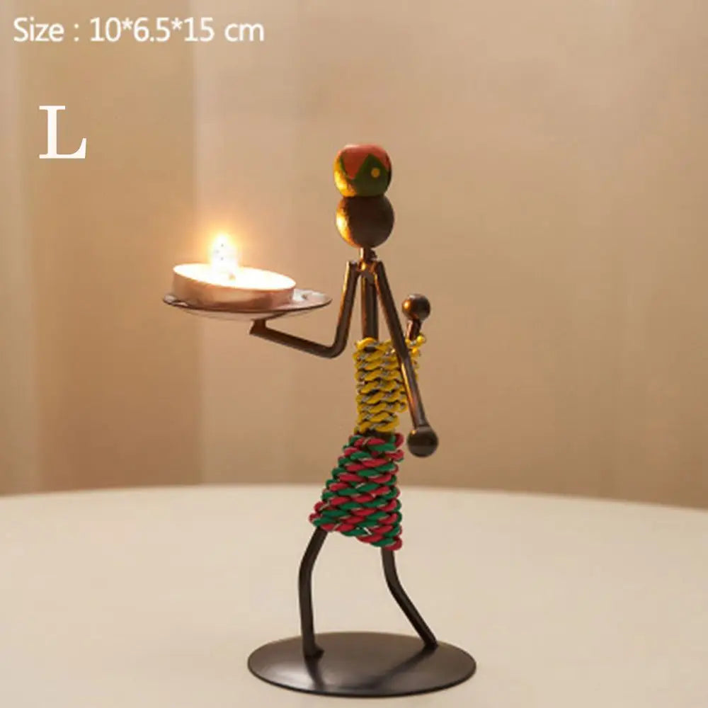 Nordic Metal Abstract Character Candlestick Holder