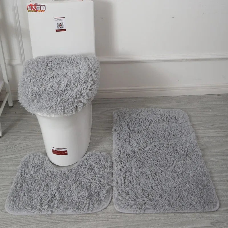 3-Piece Bathroom Rug & Toilet Lid Cover Set