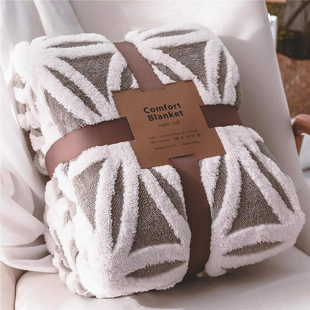 Sherpa Fleece Throw Blanket – Grey, 71" x 80"