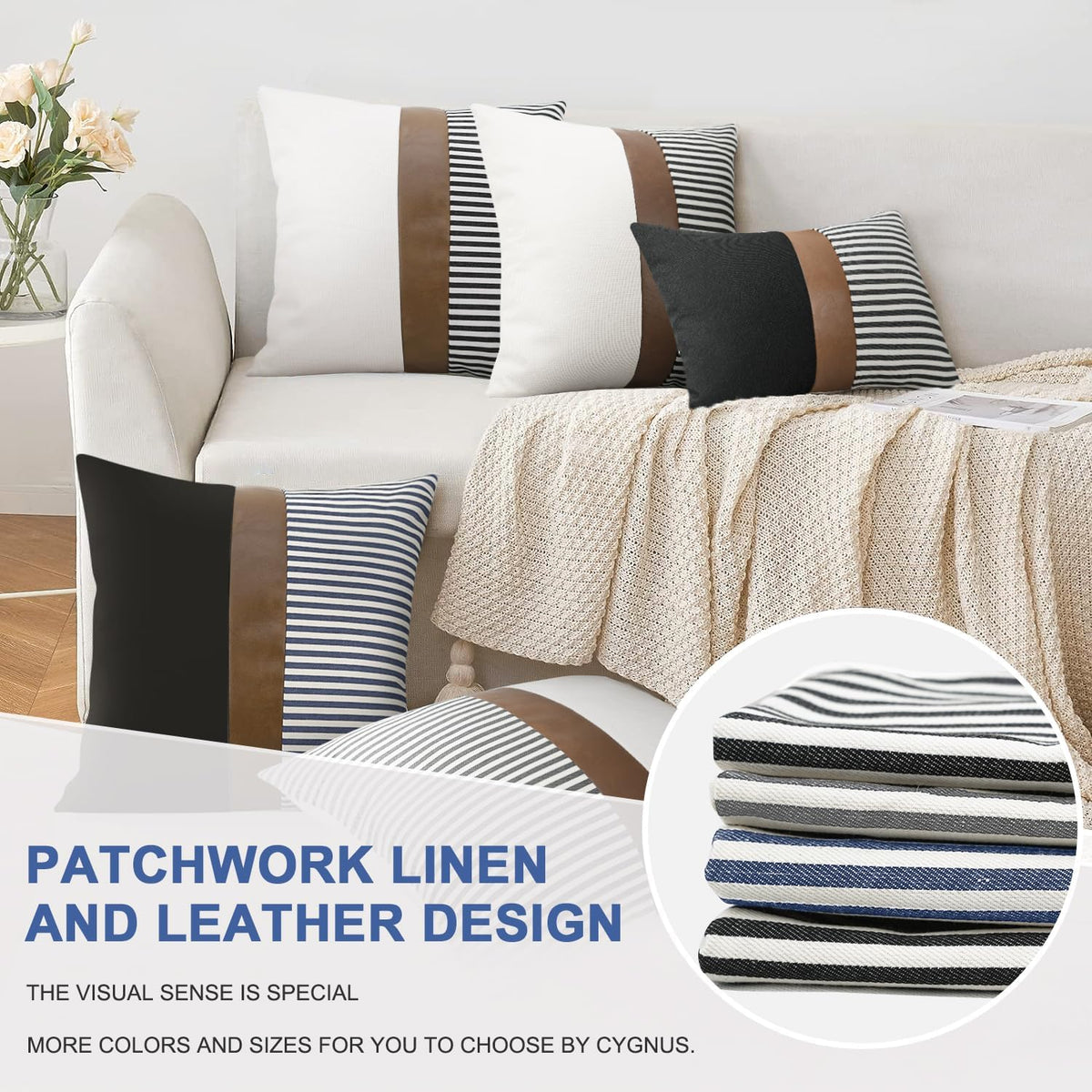 Farmhouse Stripe Pillow Covers Set of 2 – 20" x 20"