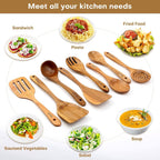 Teak Wood Kitchen Utensil Set – 8 Piece Cooking Tool Collection