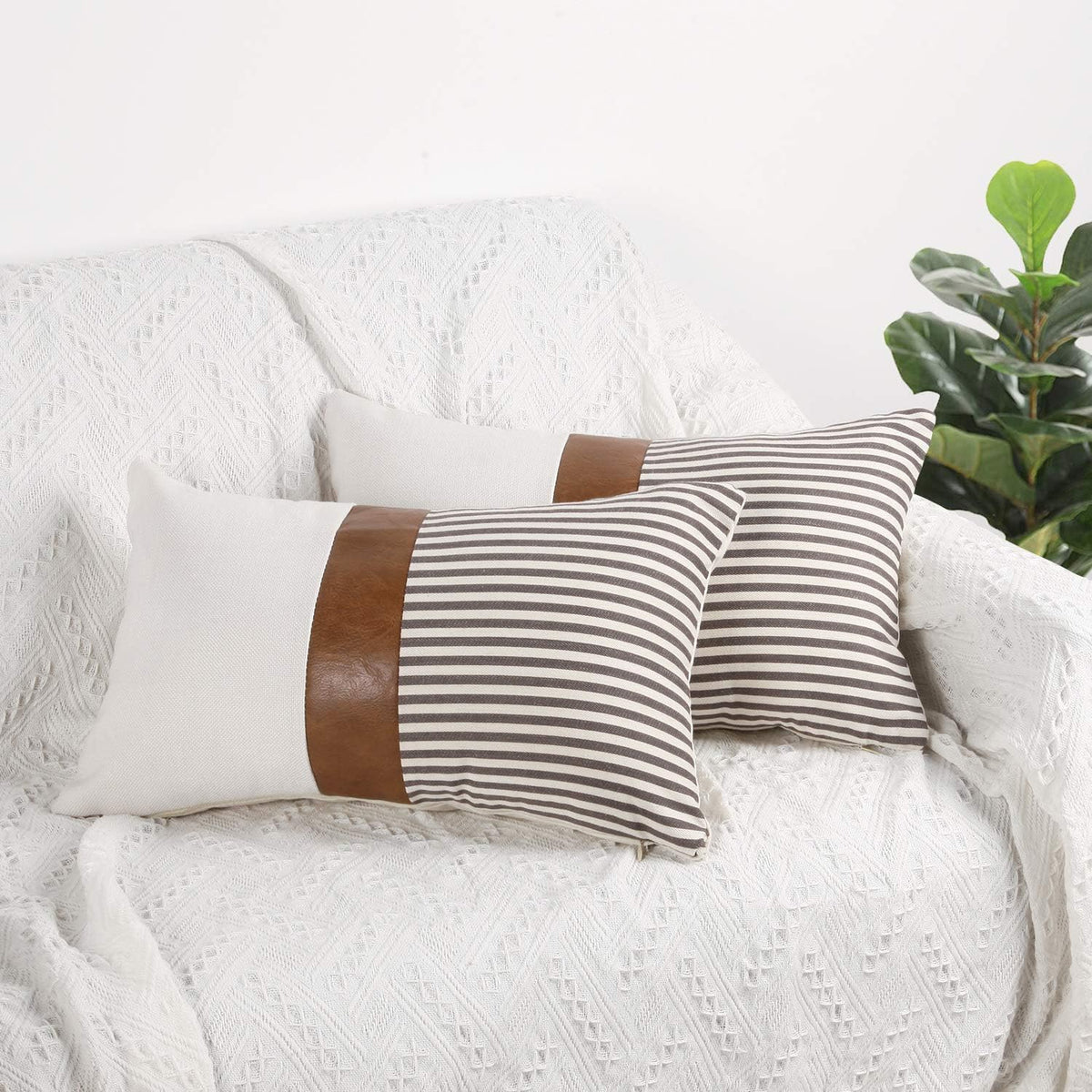 Farmhouse Stripe Pillow Covers Set of 2 – 20" x 20"