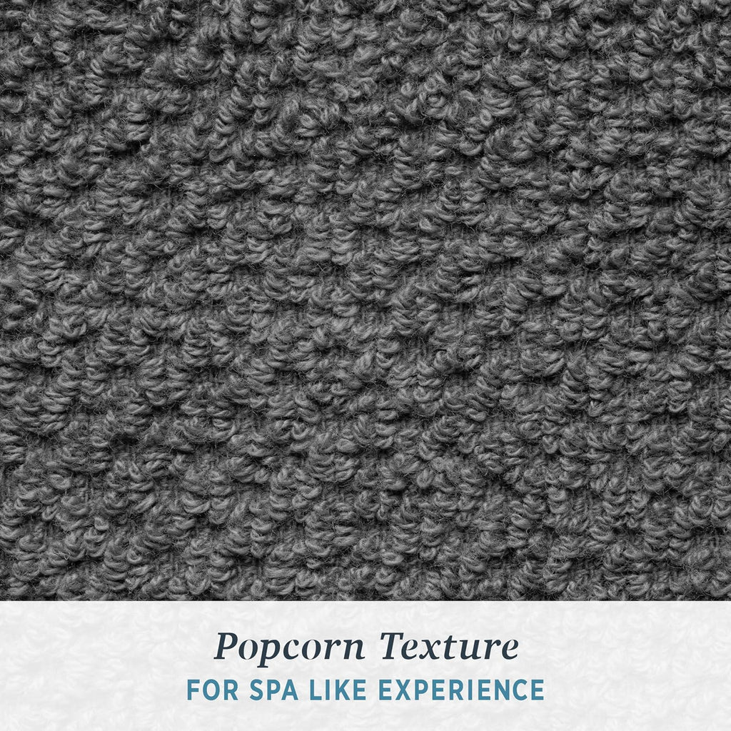 Franklin 100% Cotton Popcorn Textured Hand Towels – 6 Pack, Charcoal