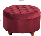 Large Button Tufted Velvet Storage Ottoman – Berry