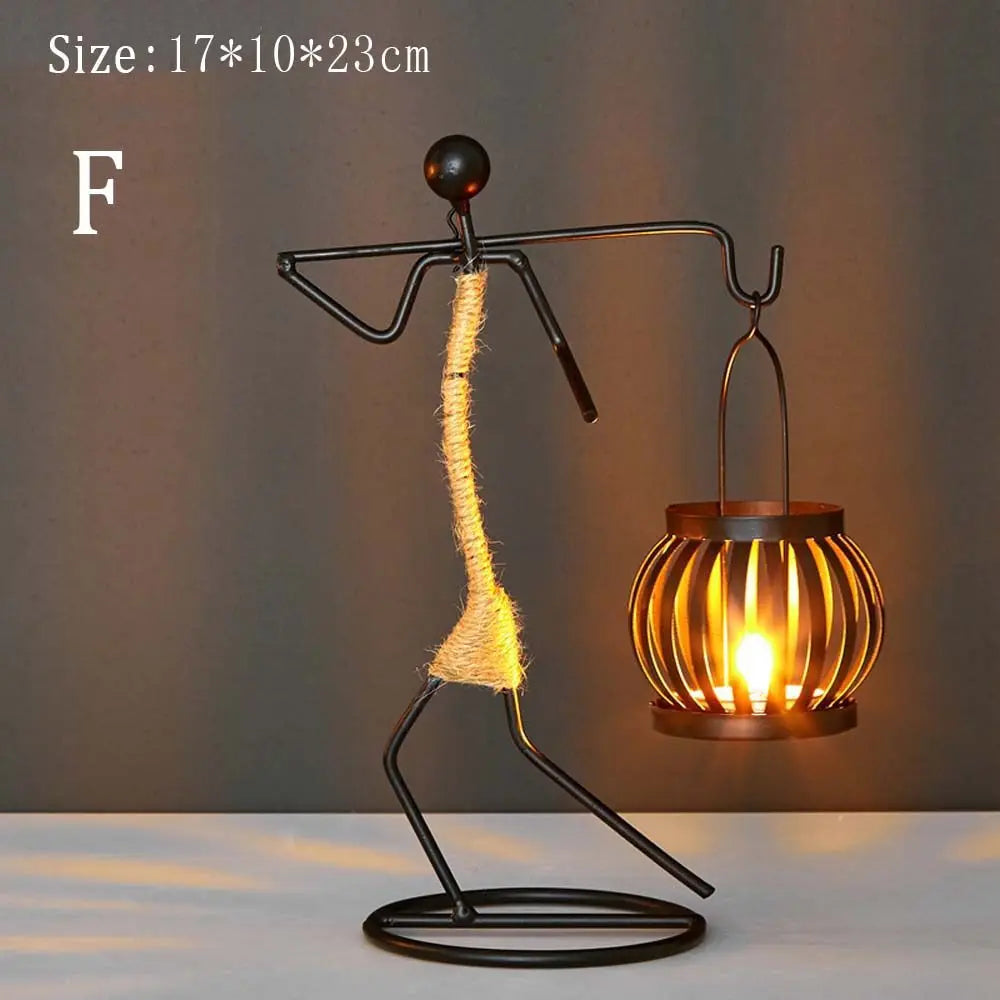 Nordic Metal Abstract Character Candlestick Holder