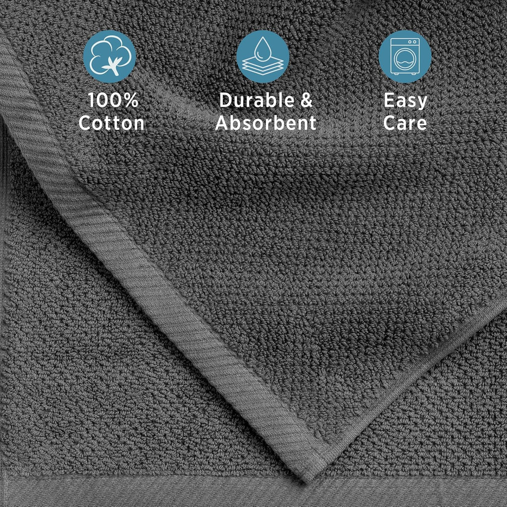 Franklin 100% Cotton Popcorn Textured Hand Towels – 6 Pack, Charcoal