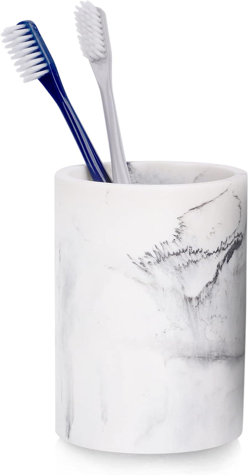 Marble Look Toothbrush Holder with Detachable Tray