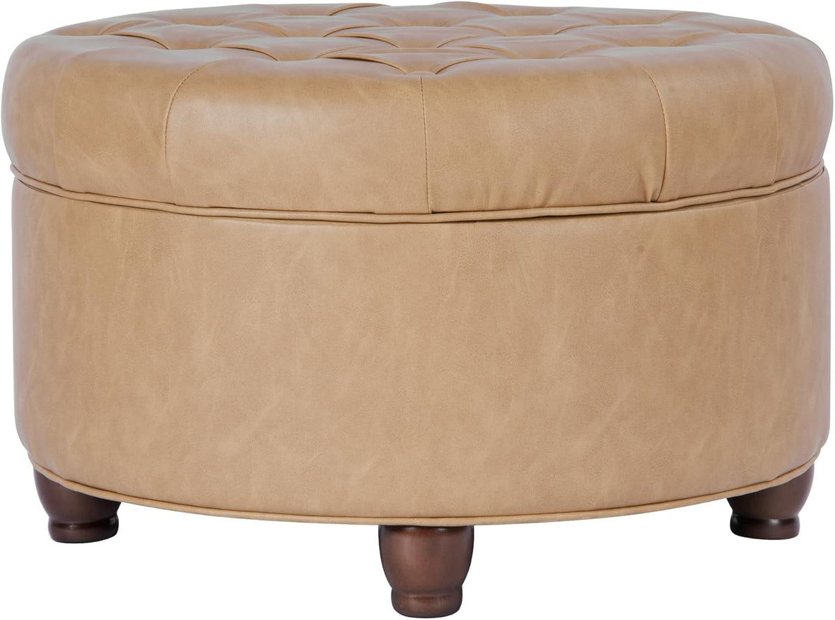 Large Button Tufted Velvet Storage Ottoman – Berry