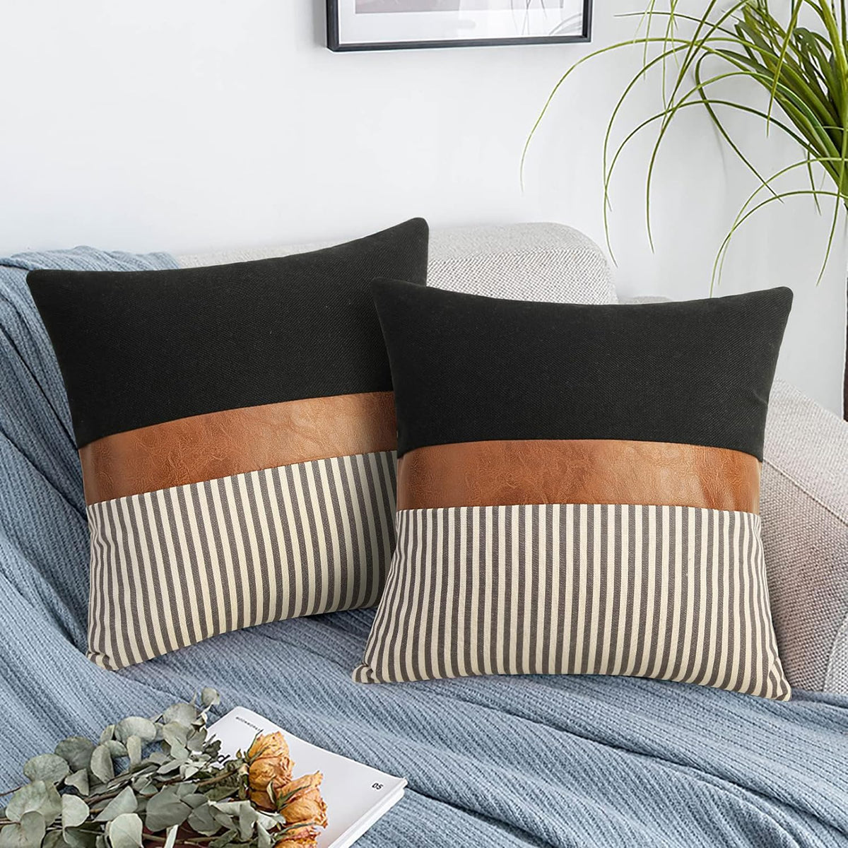 Farmhouse Stripe Pillow Covers Set of 2 – 20" x 20"