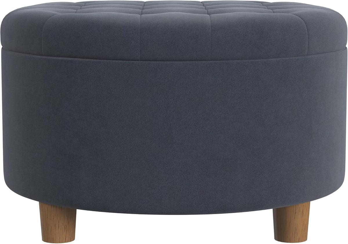 Large Button Tufted Velvet Storage Ottoman – Berry
