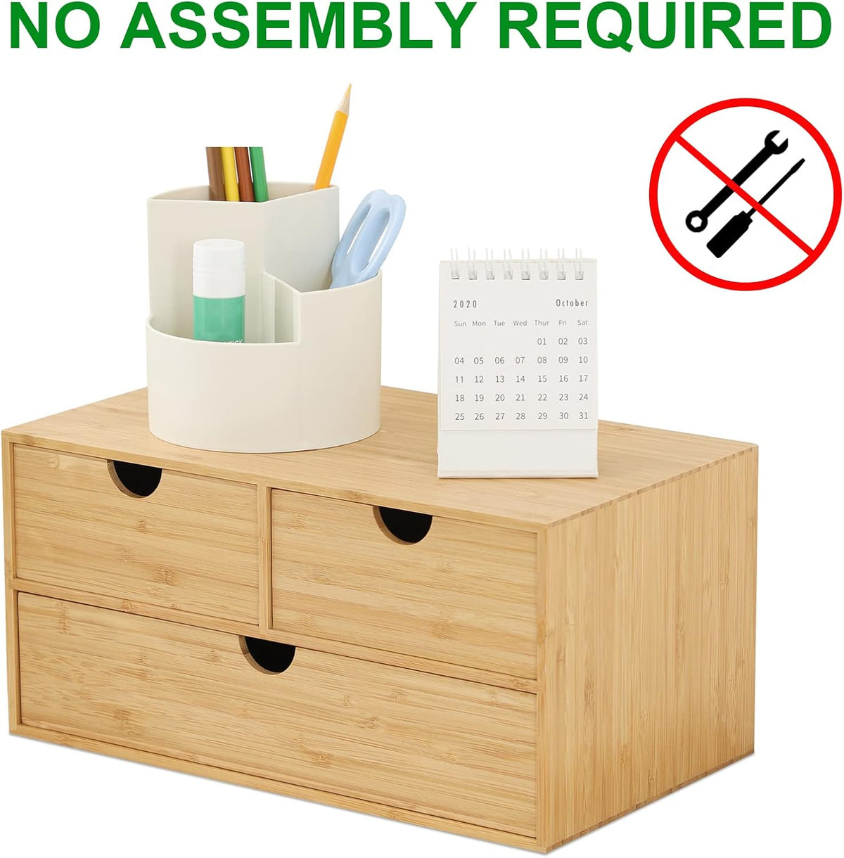 Bamboo Desk Organizer with 3 Drawers