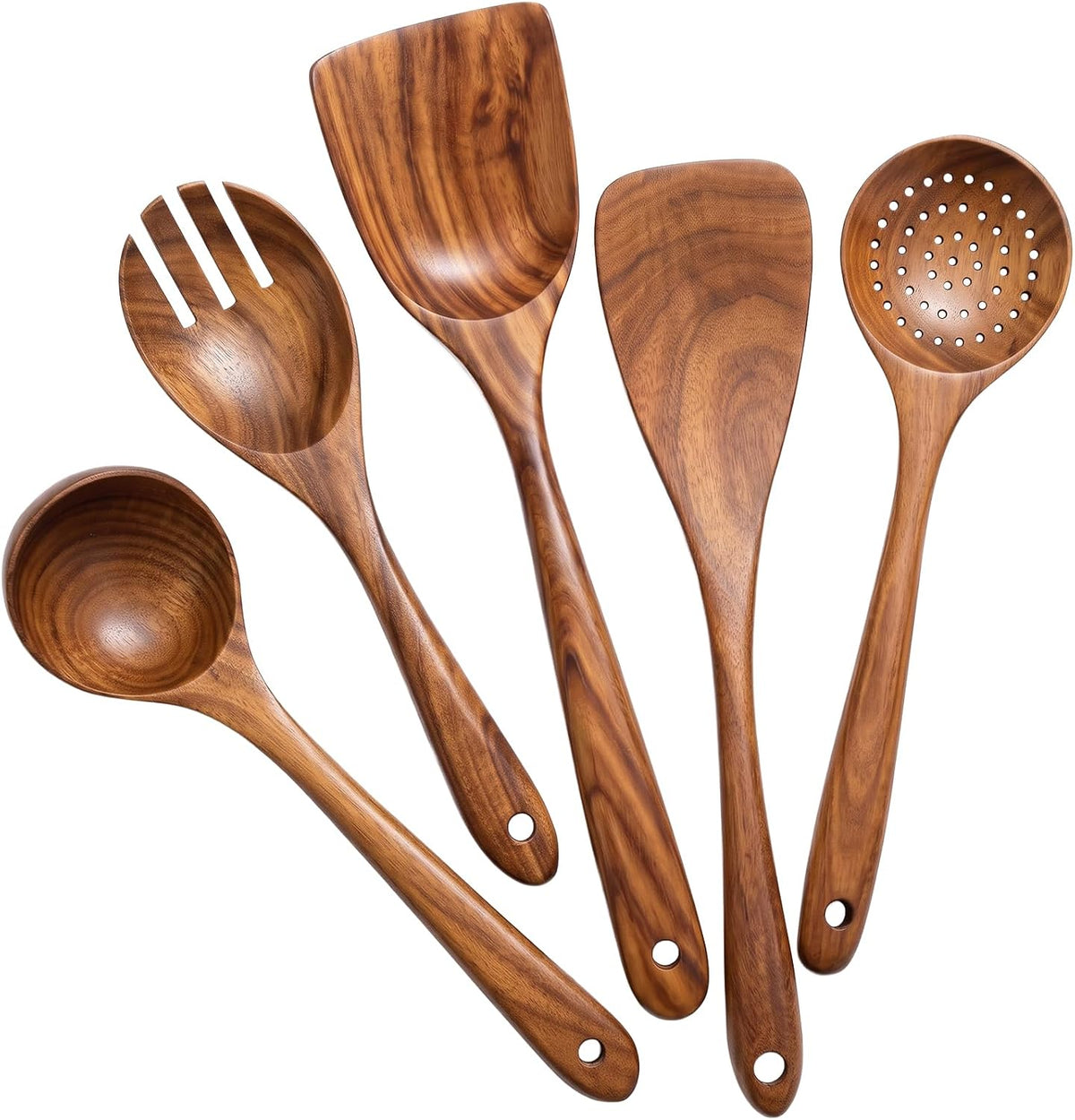 Teak Wood Kitchen Utensil Set – 10 Piece Cooking Tool Collection