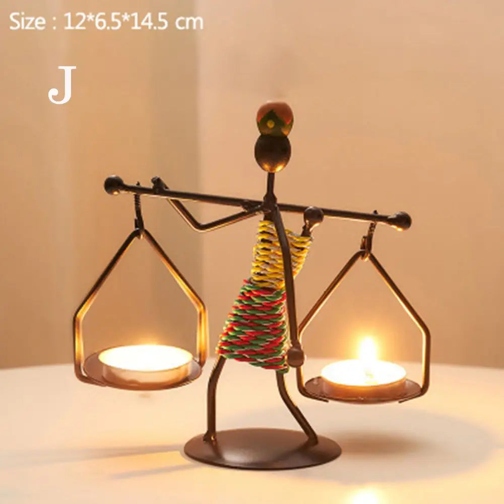 Nordic Metal Abstract Character Candlestick Holder