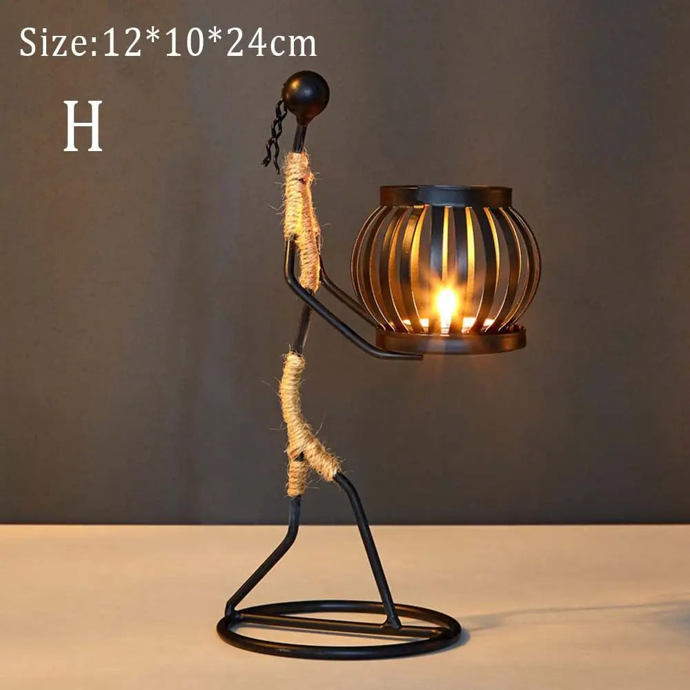 Nordic Metal Abstract Character Candlestick Holder