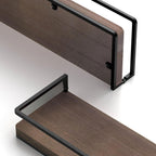 Floating Shelves Wall Mounted Set of 2, Rustic Wood Wall Storage Shelves for Bedroom,Living Room,Bathroom, Kitchen Brown
