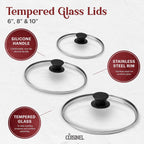 Cast Iron Skillet Set with Glass Lids & Silicone Handle Covers