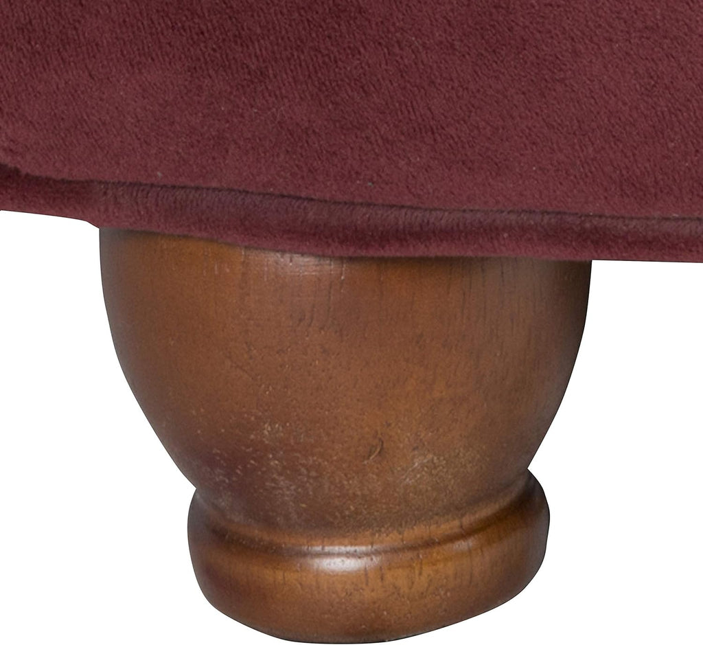 Large Button Tufted Velvet Storage Ottoman – Berry