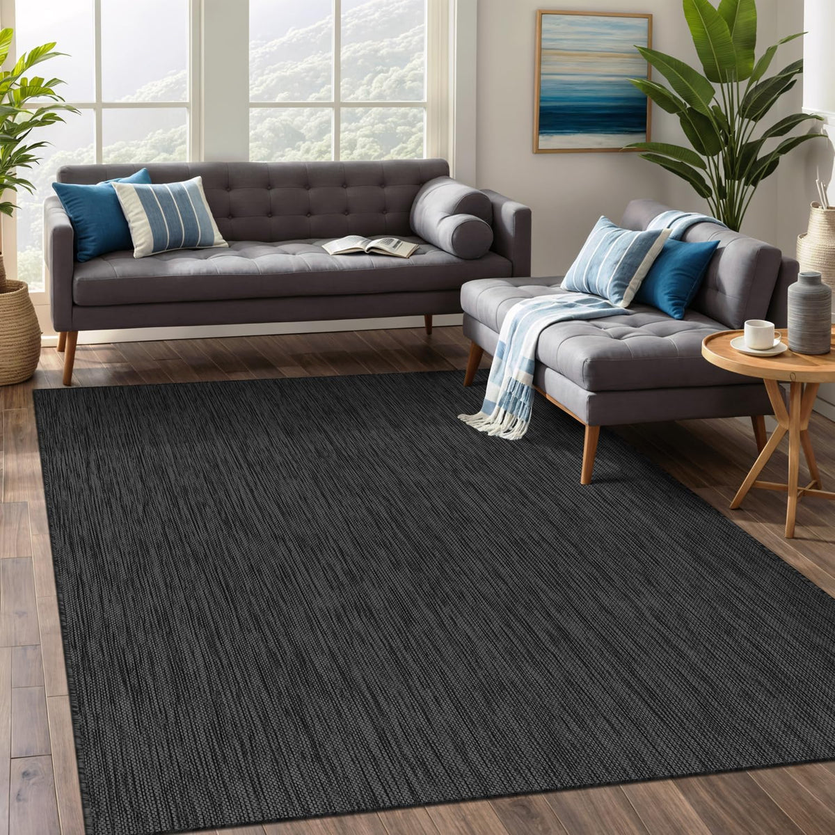 Waikiki Boho Indoor Outdoor Rug – 5' x 7' Azure & White