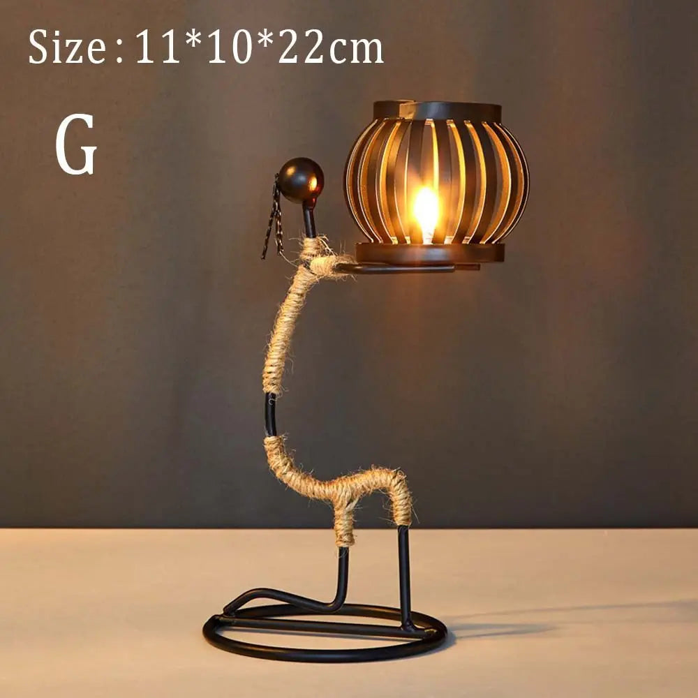 Nordic Metal Abstract Character Candlestick Holder