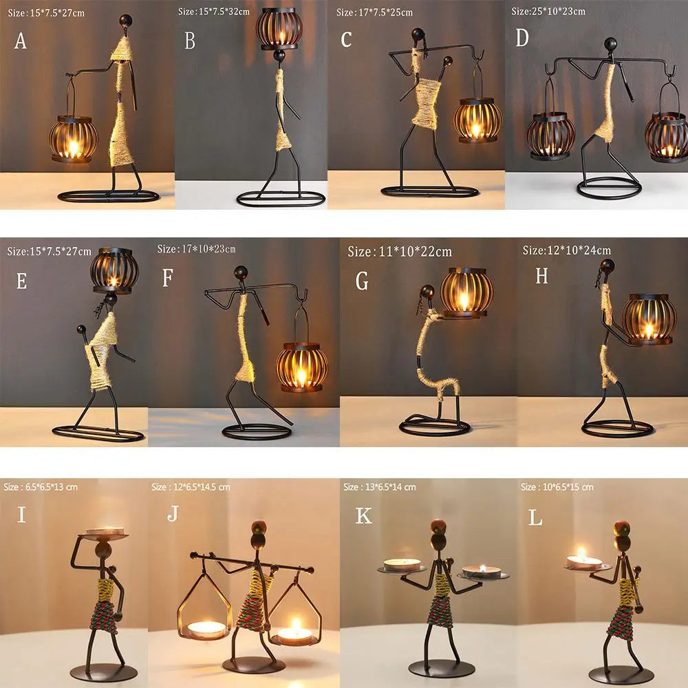 Nordic Metal Abstract Character Candlestick Holder