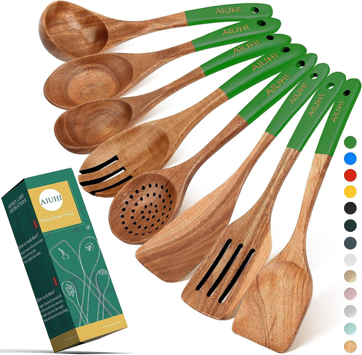 Teak Wood Kitchen Utensil Set – 8 Piece Cooking Tool Collection