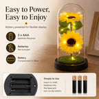 Sunflower Lamp in Glass Dome