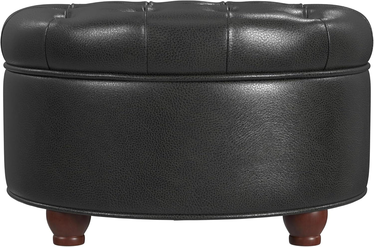 Large Button Tufted Velvet Storage Ottoman – Berry