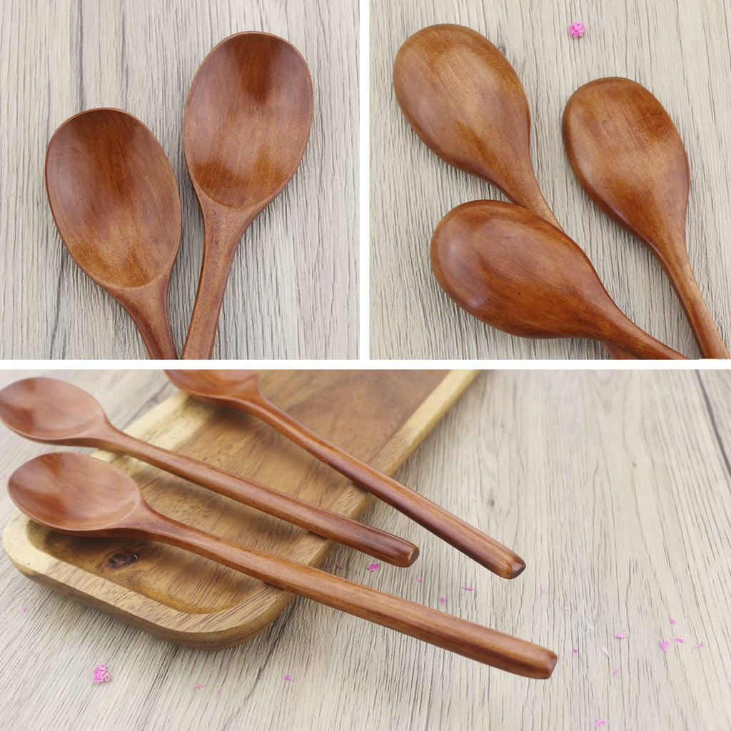 Korean-Style Wooden Spoons Set of 6 – 9 Inch Nanmu Wood