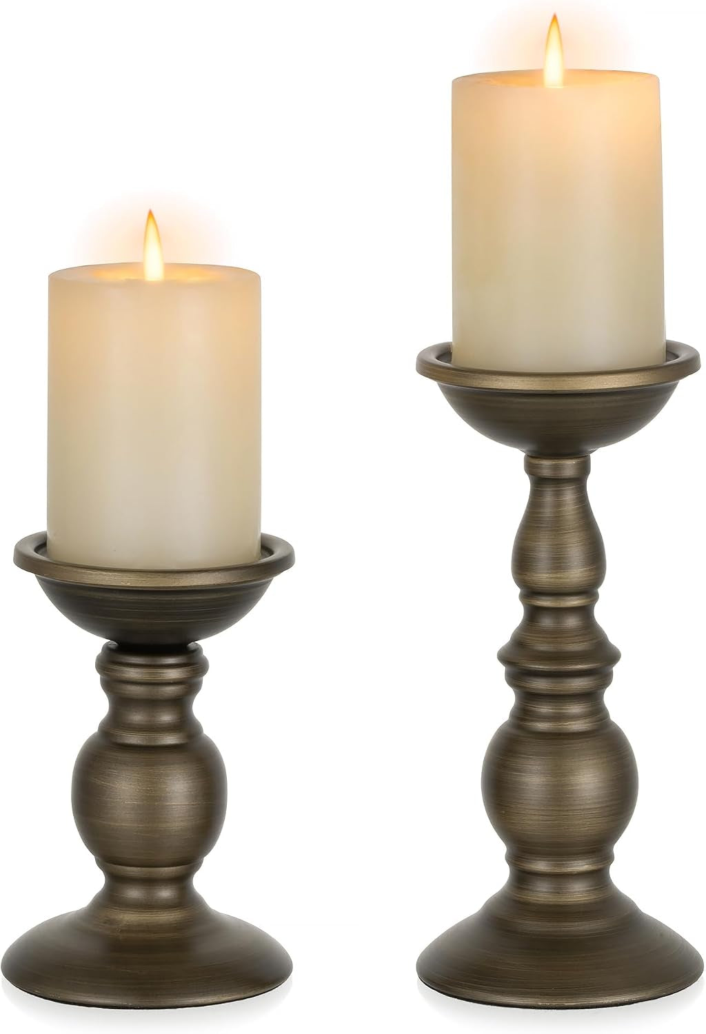Black Metal Pillar Candle Holders Set of 2