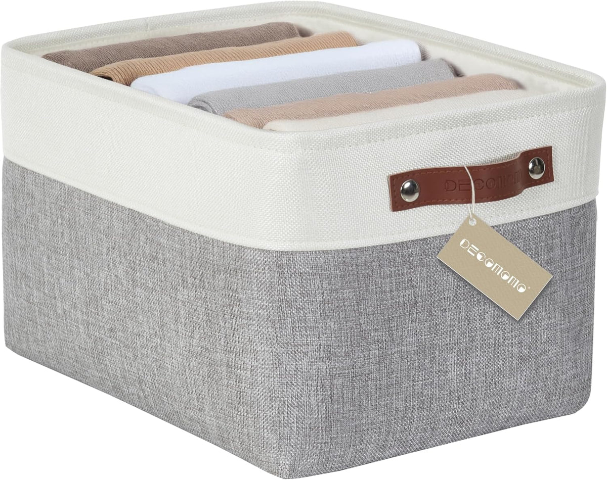 Large Fabric Storage Bins Set of 4 – Grey & White