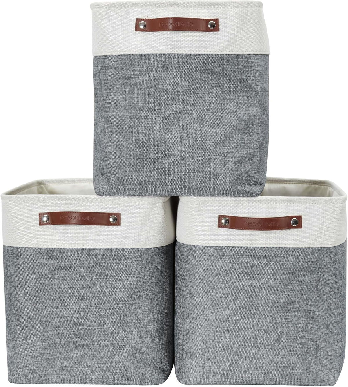 Large Fabric Storage Bins Set of 4 – Grey & White