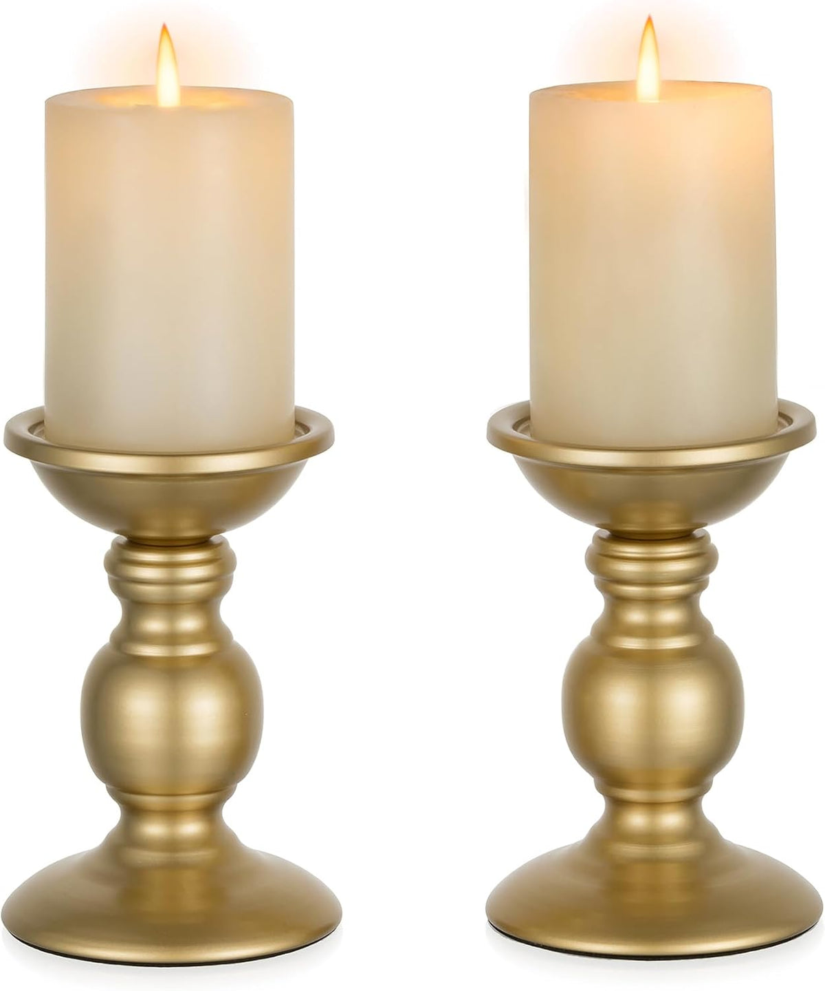 Black Metal Pillar Candle Holders Set of 2