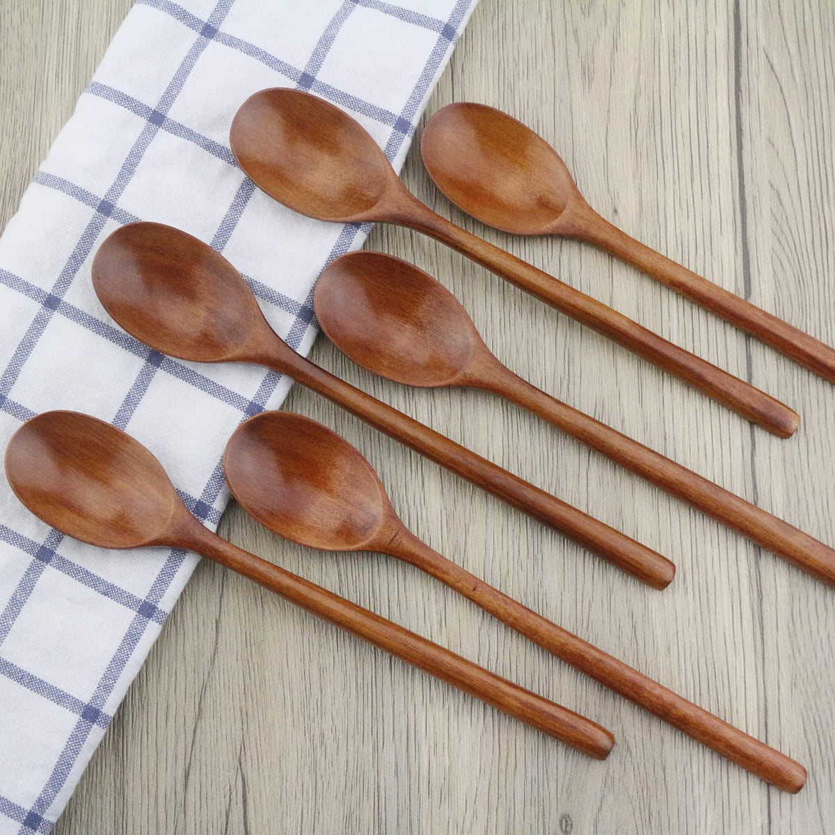 Korean-Style Wooden Spoons Set of 6 – 9 Inch Nanmu Wood