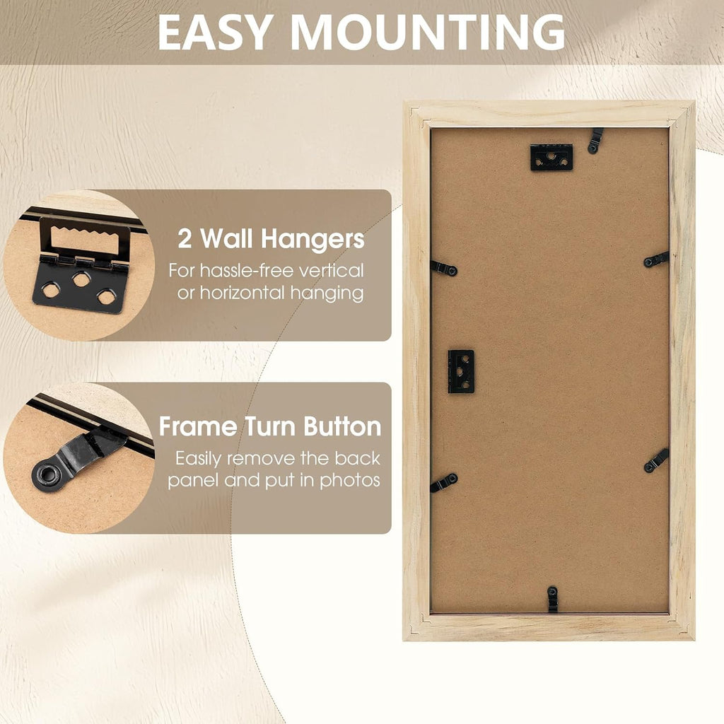 Collage Picture Frame for 3 Photos – 7" x 14" Black Wood Frame