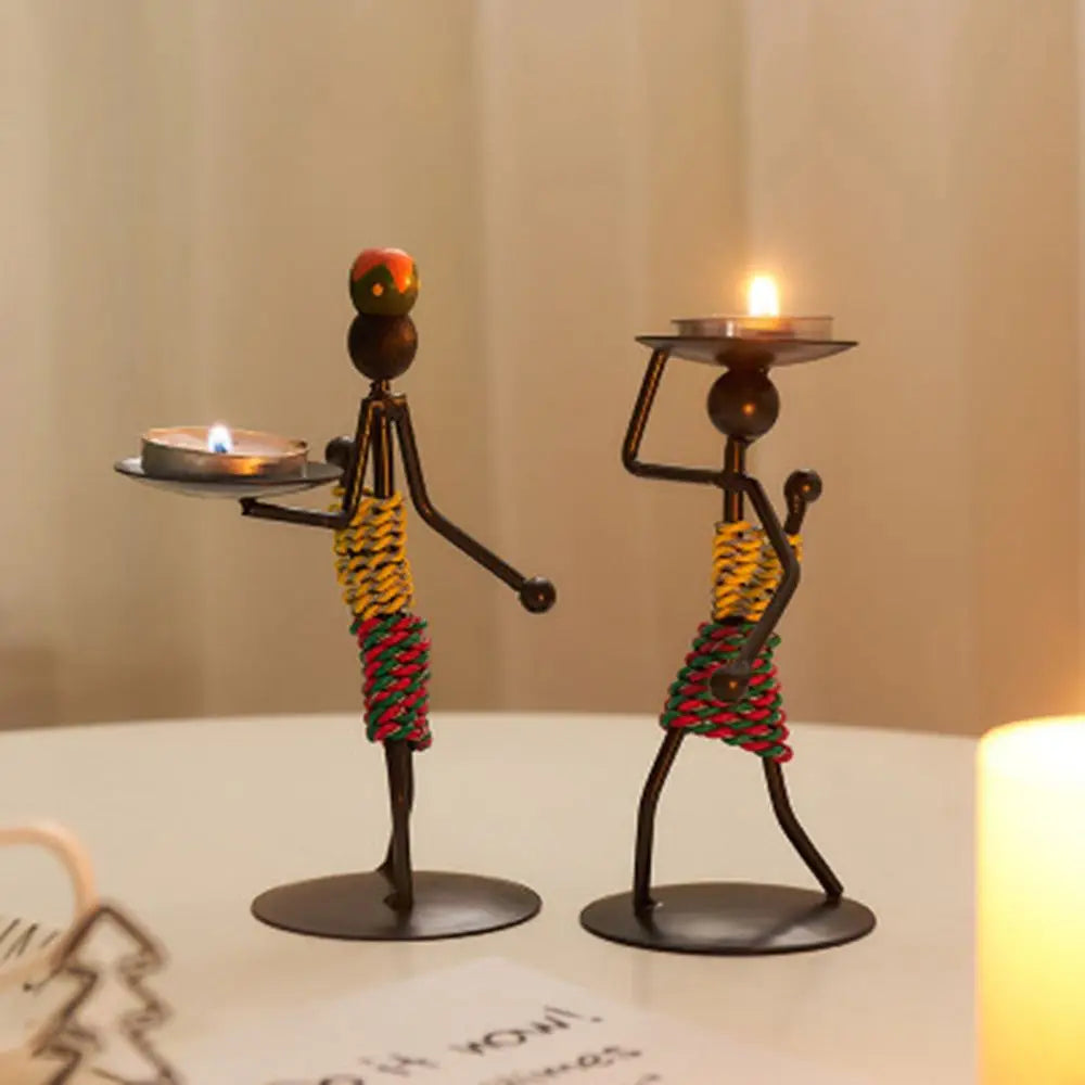 Nordic Metal Abstract Character Candlestick Holder