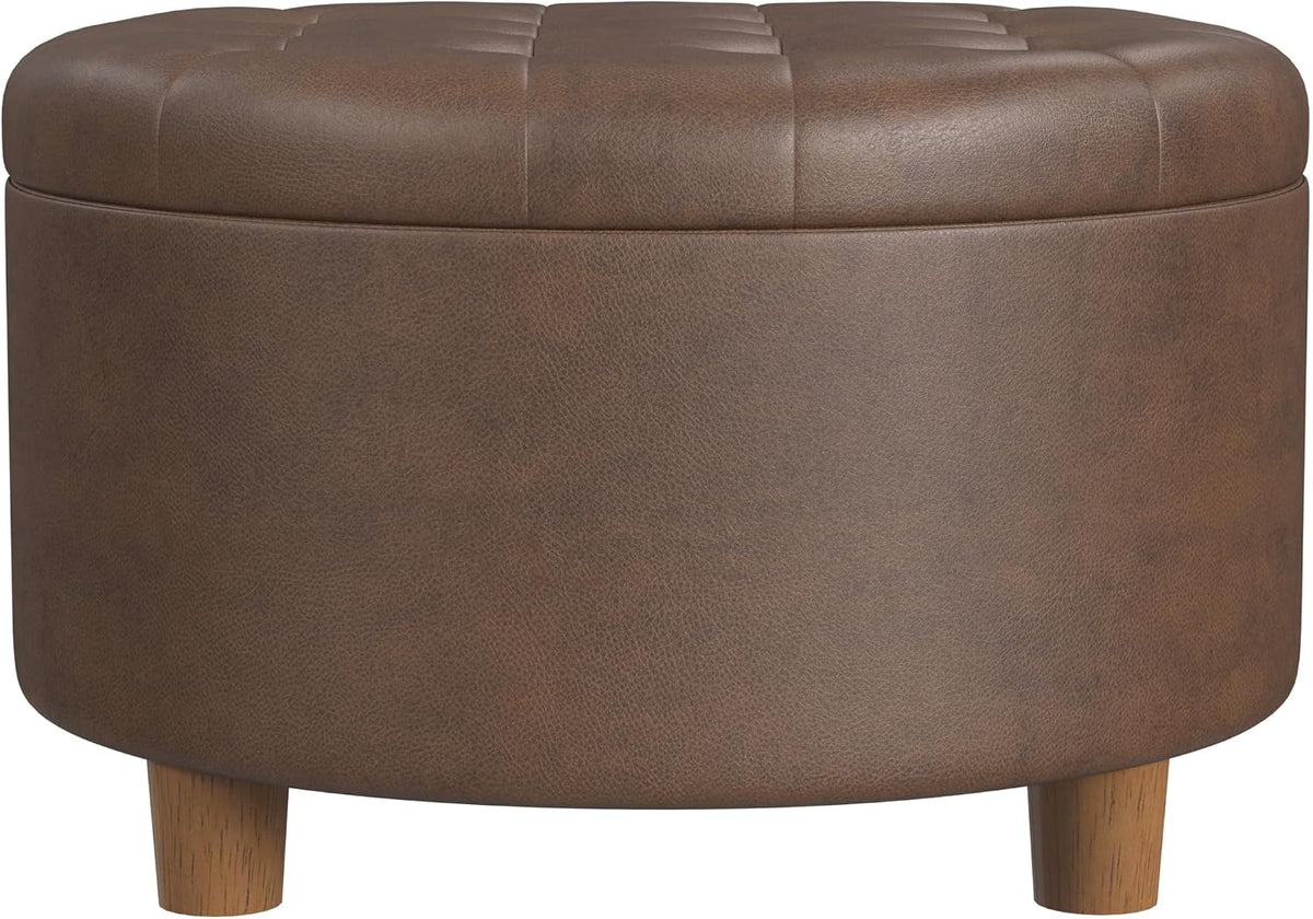 Large Button Tufted Velvet Storage Ottoman – Berry