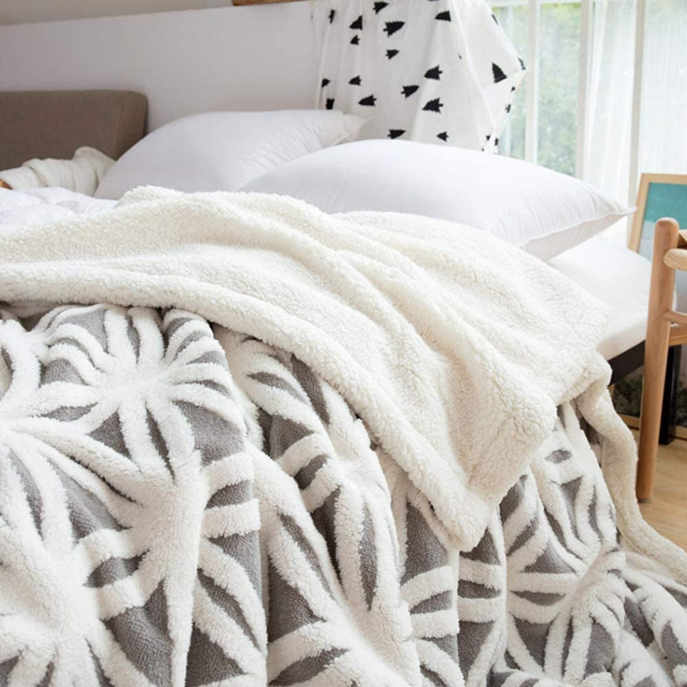 Sherpa Fleece Throw Blanket – Grey, 71" x 80"