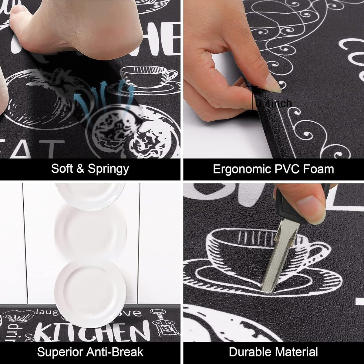 Anti-Fatigue Kitchen Rugs Set of 2