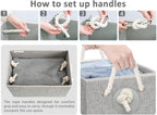 Storage Bins with Lids, Decorative Storage Boxes with Lid and Soft Rope Handles, Foldable Storage Baskets for Closet, Shelves, Stackable, 3-Pack, Gray, Large