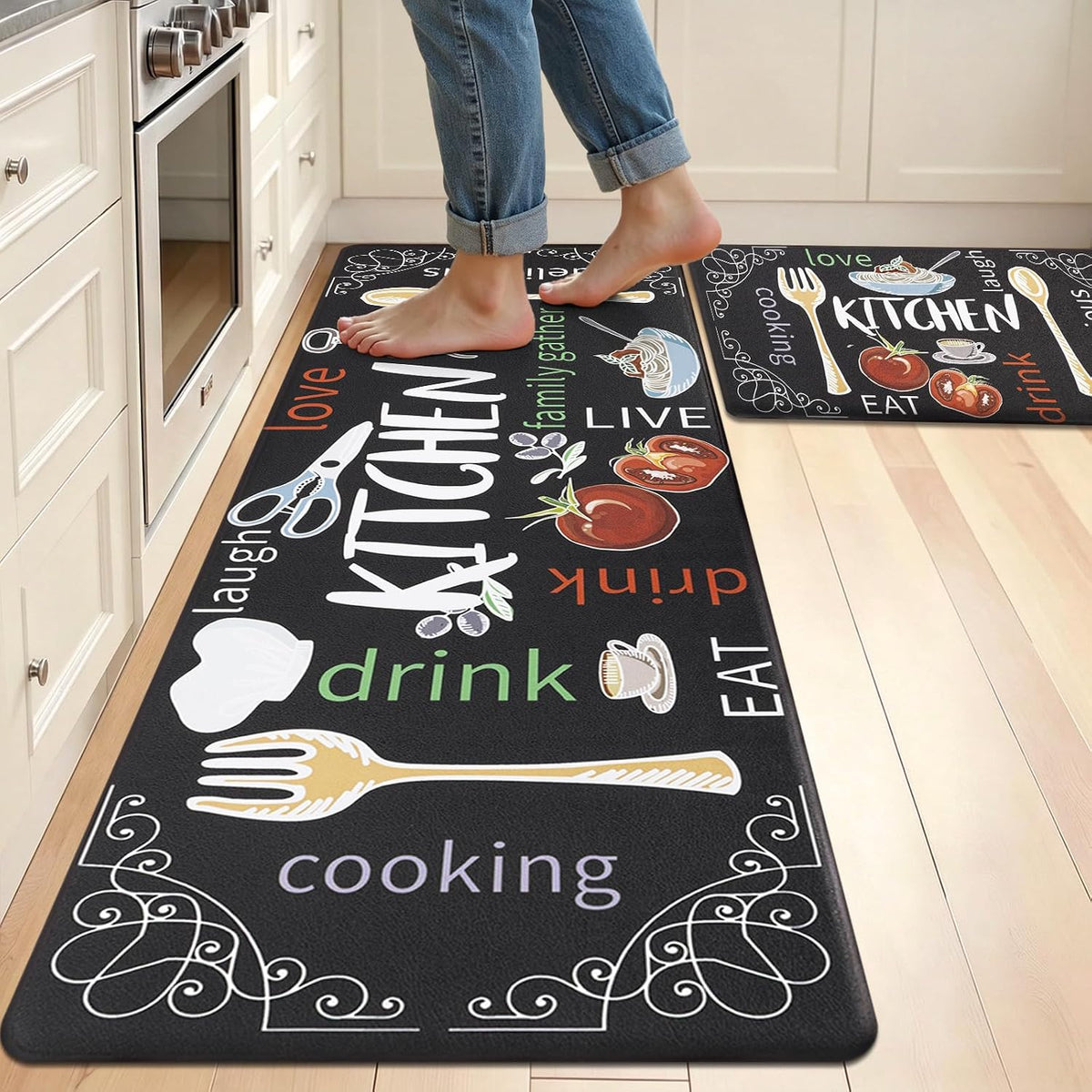 Anti-Fatigue Kitchen Rugs Set of 2