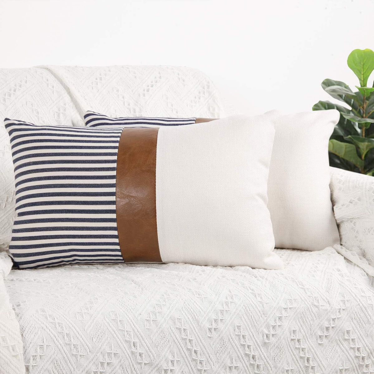 Farmhouse Stripe Pillow Covers Set of 2 – 20" x 20"