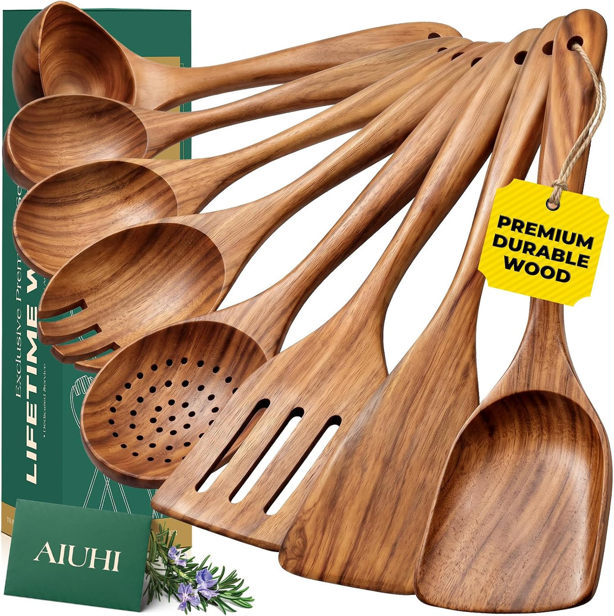 Teak Wood Kitchen Utensil Set – 8 Piece Cooking Tool Collection