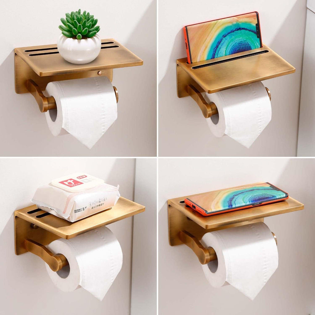 Toilet Paper Holder with Storage Shelf