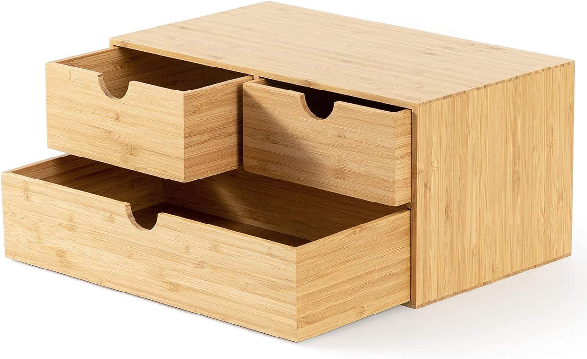 Bamboo Desk Organizer with 3 Drawers