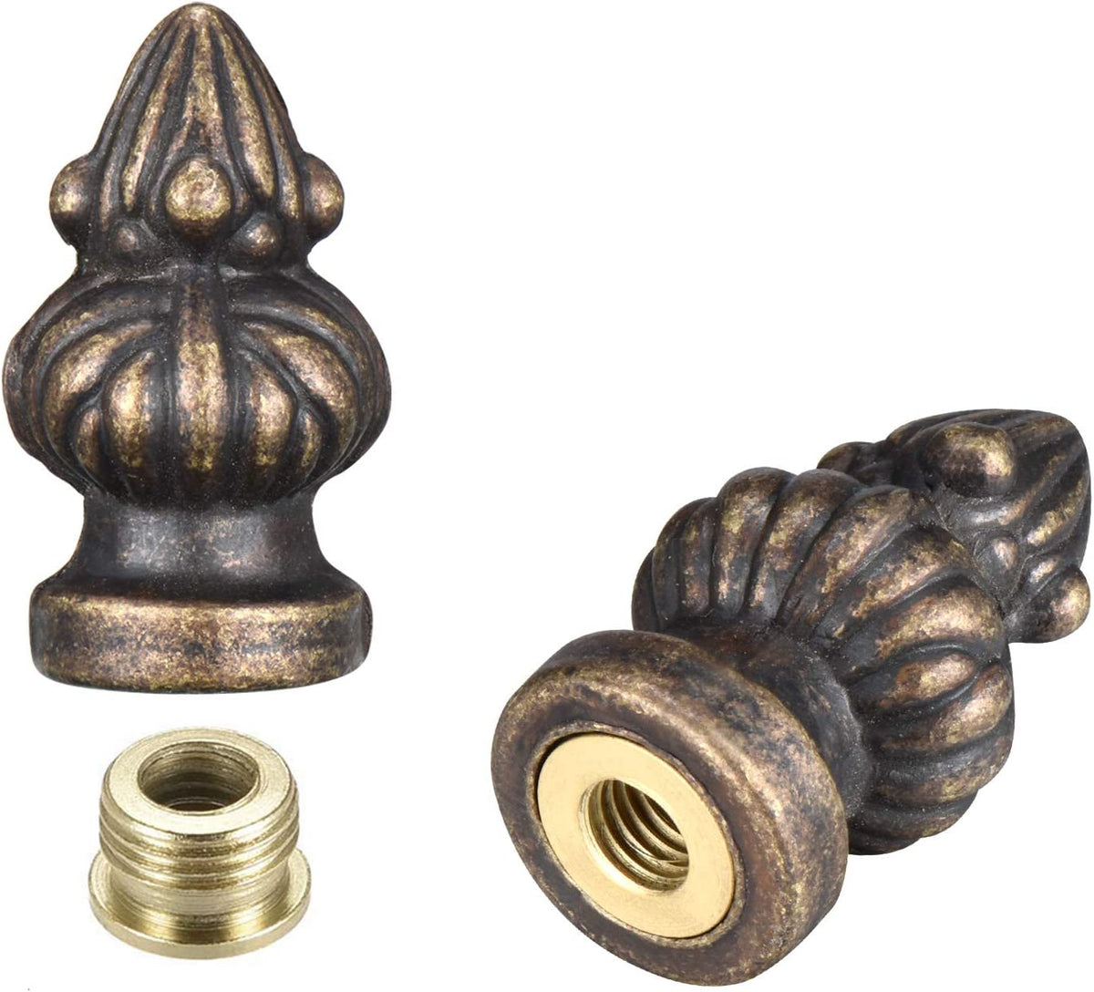 Antique Brass Lamp Finial Caps – Set of 2