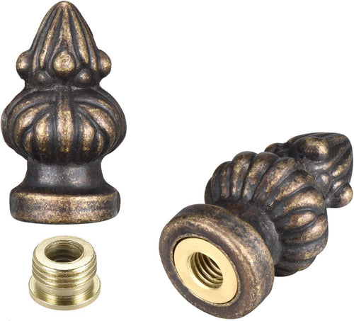 Antique Brass Lamp Finial Caps – Set of 2