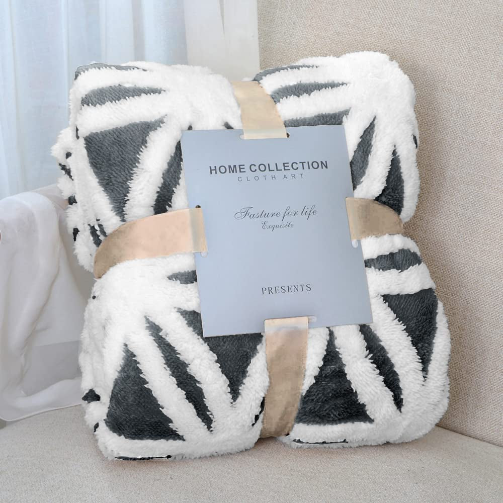 Sherpa Fleece Throw Blanket – Grey, 71" x 80"