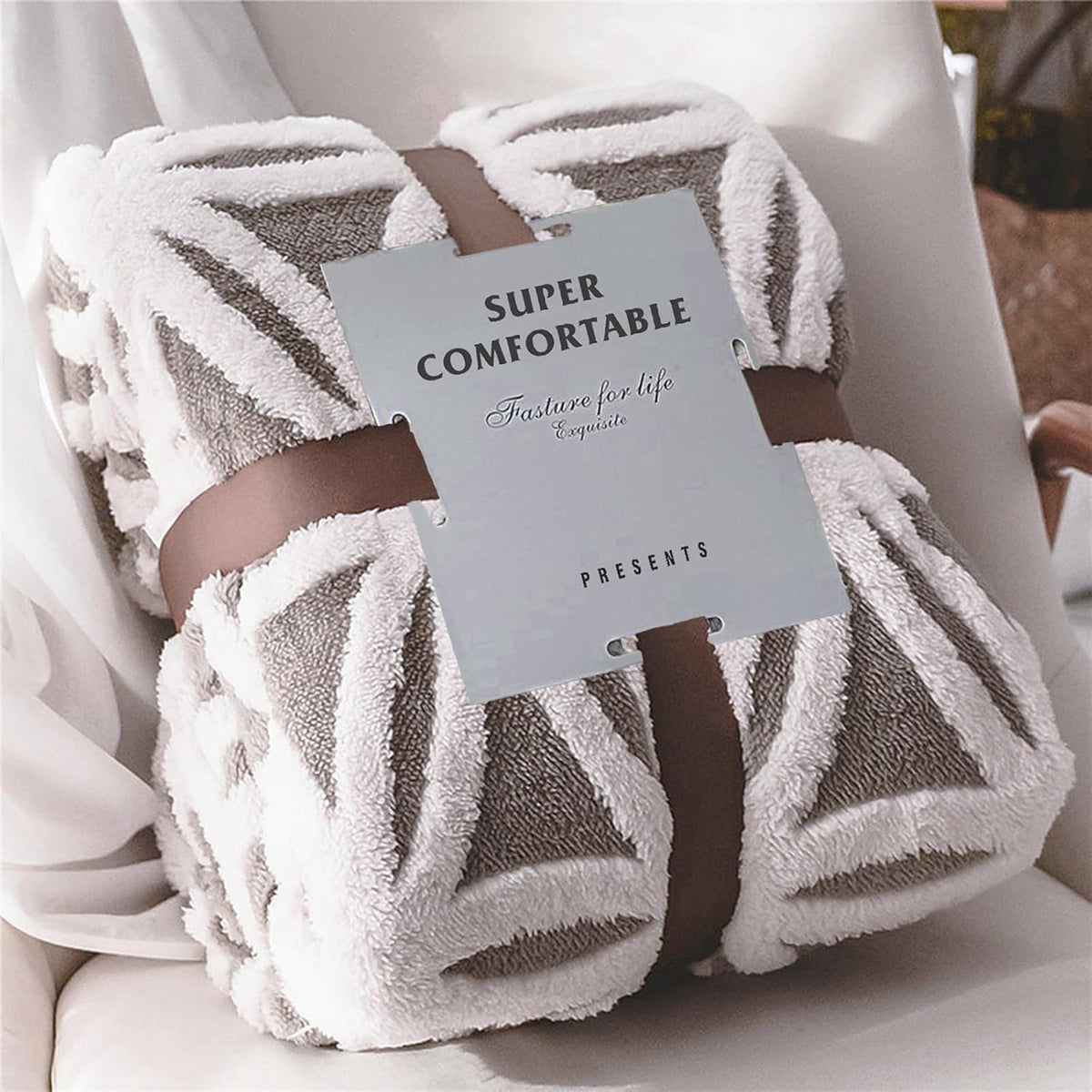 Sherpa Fleece Throw Blanket – Grey, 71" x 80"